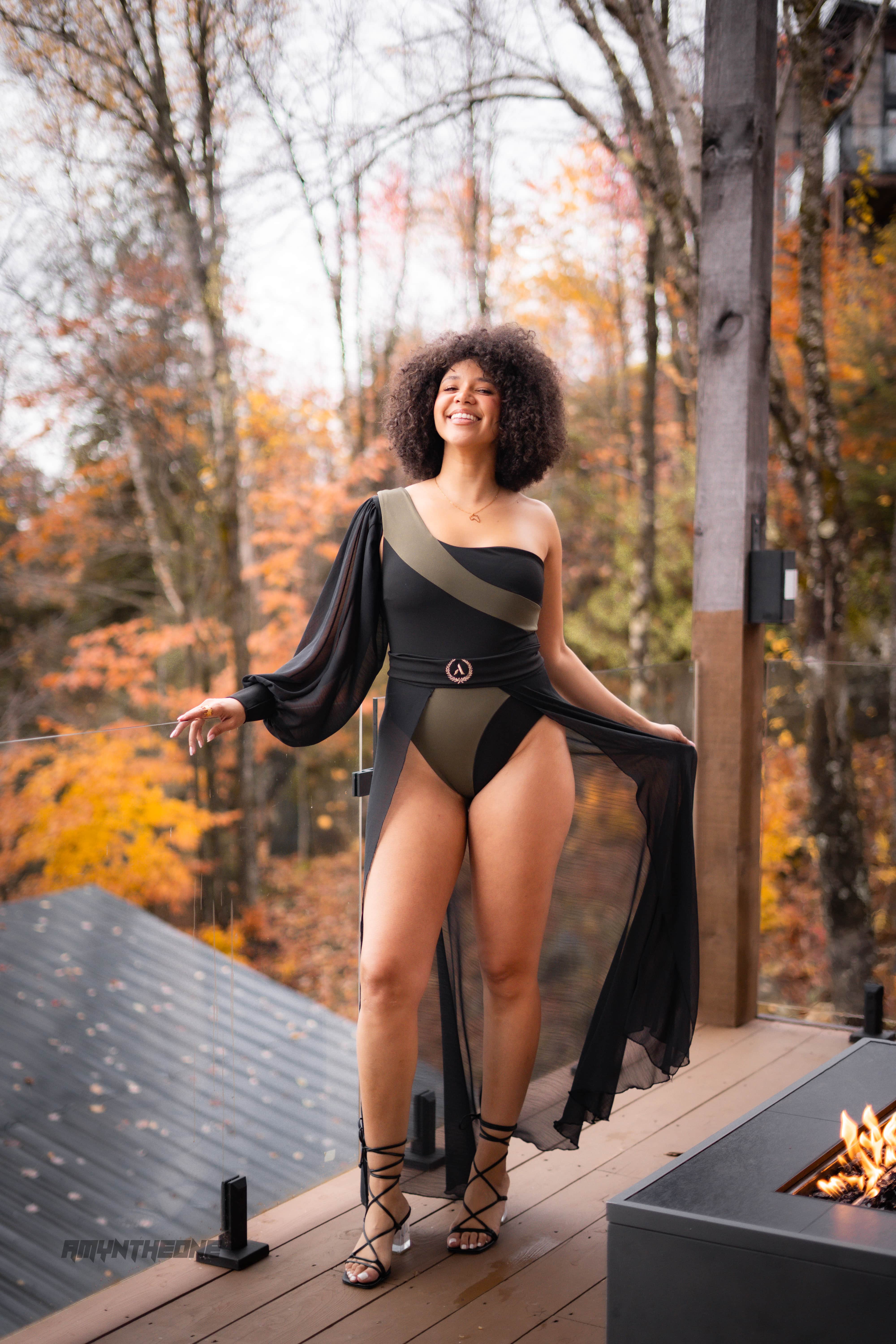 Maillot “Allure Kaki Élégance” plus jupe