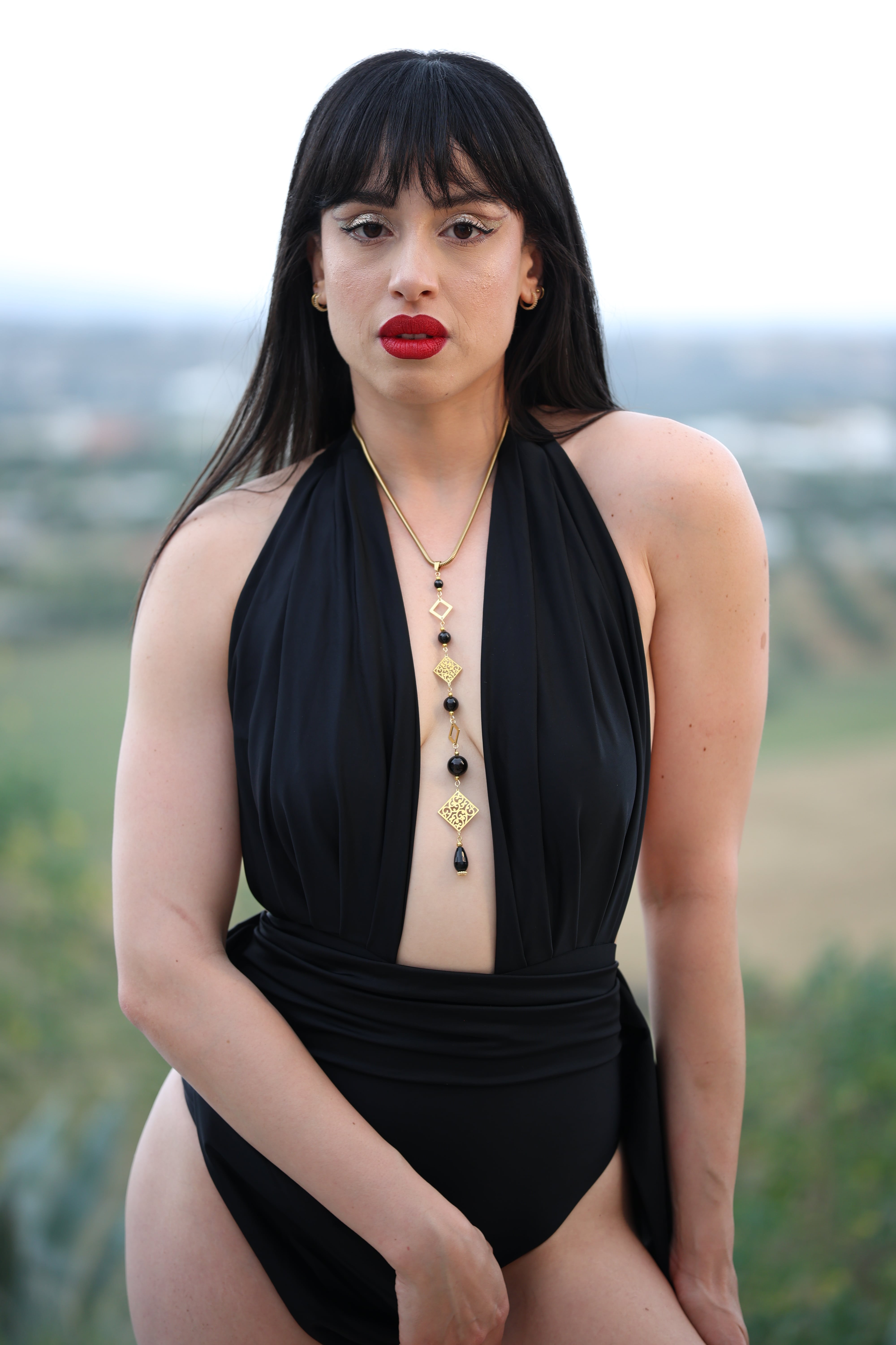 Maillot Allure Noir drapé décolleté